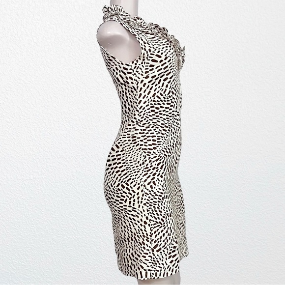 Vintage Linen Animal Print Mobwife Ruffled Kate Spade Classic Sheath Dress SZ XS - Picture 7 of 10